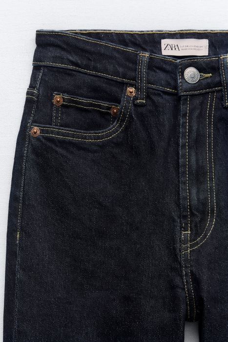 Zara mujer jeans tipo tubo de talle alto trf BDP8J524 ropa índigo oscuro