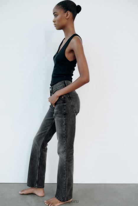 Zara mujer jeans trf de talle alto y pernera recta BDP8J523 ropa gris antracita