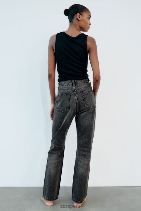 Zara mujer jeans trf de talle alto y pernera recta BDP8J523 ropa gris antracita