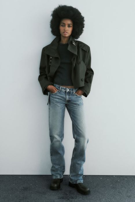 Zara mujer jeans trf de talle bajo y corte recto BDP8J510 ropa azul