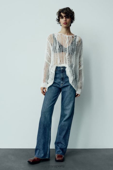 Zara mujer jeans trf de tiro alto y pernera ancha BDP8J504 ropa Azul marino