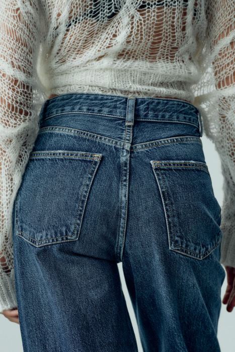 Zara mujer jeans trf de tiro alto y pernera ancha BDP8J504 ropa Azul marino