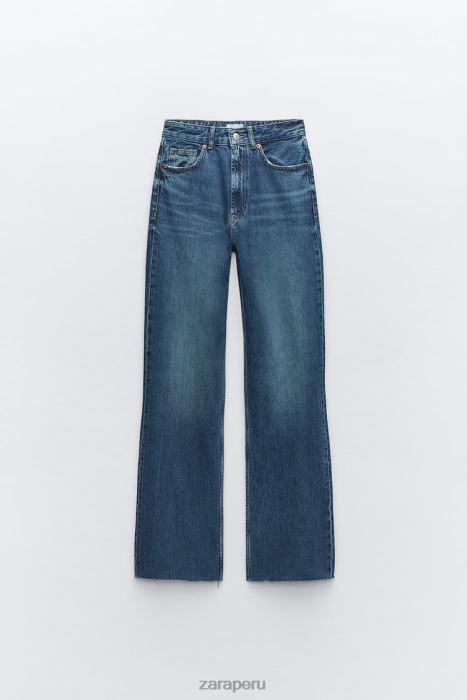 Zara mujer jeans trf de tiro alto y pernera ancha BDP8J504 ropa Azul marino