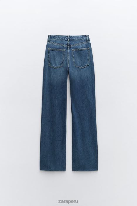 Zara mujer jeans trf de tiro alto y pernera ancha BDP8J504 ropa Azul marino