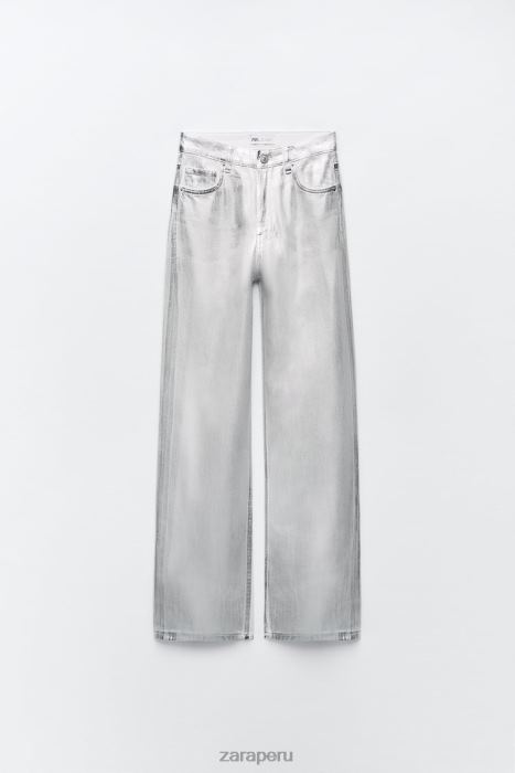 Zara mujer jeans trf metalizados de talle alto BDP8J520 ropa blanco