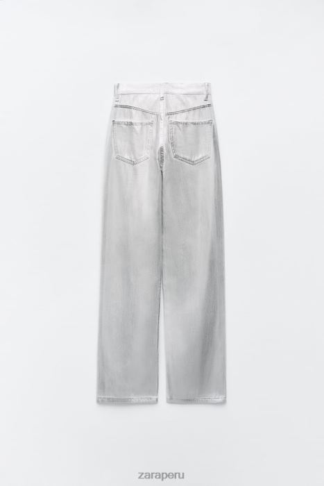 Zara mujer jeans trf metalizados de talle alto BDP8J520 ropa blanco
