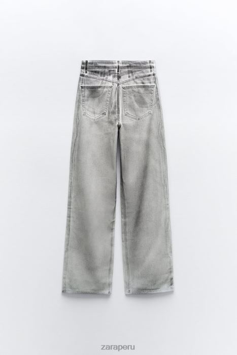 Zara mujer jeans trf metalizados de talle alto BDP8J521 ropa negro