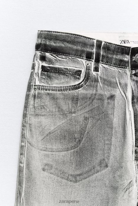 Zara mujer jeans trf metalizados de talle alto BDP8J521 ropa negro