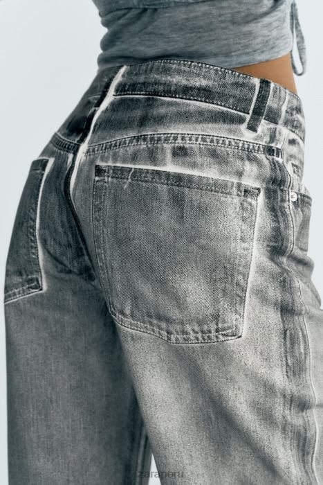 Zara mujer jeans trf metalizados de talle alto BDP8J521 ropa negro