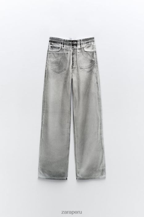 Zara mujer jeans trf metalizados de talle alto BDP8J521 ropa negro