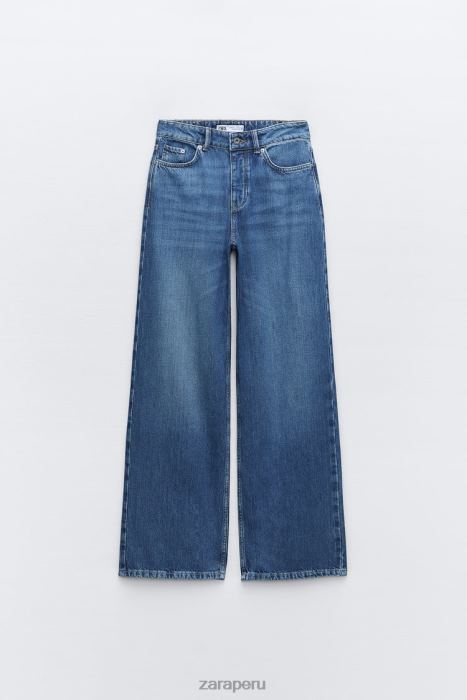 Zara mujer jeans z1975 de talle alto, pernera ancha y largo BDP8J507 ropa azul