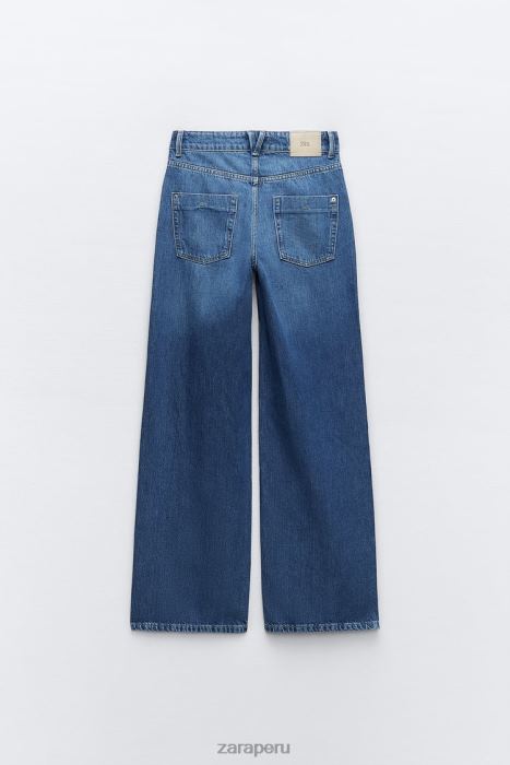 Zara mujer jeans z1975 de talle alto, pernera ancha y largo BDP8J507 ropa azul
