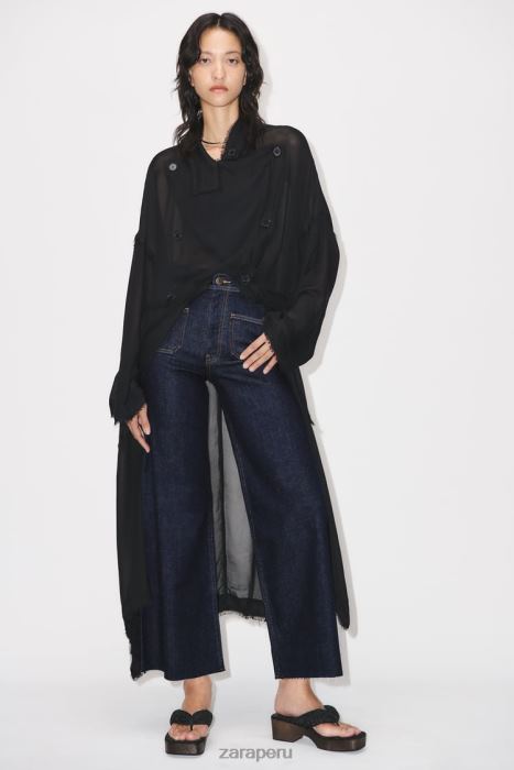 Zara mujer jeans zw marine de tiro alto con bolsillos rectos BDP8J517 ropa azul