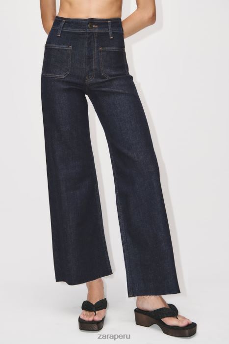 Zara mujer jeans zw marine de tiro alto con bolsillos rectos BDP8J517 ropa azul