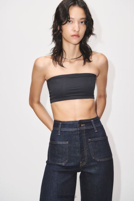 Zara mujer jeans zw marine de tiro alto con bolsillos rectos BDP8J517 ropa azul
