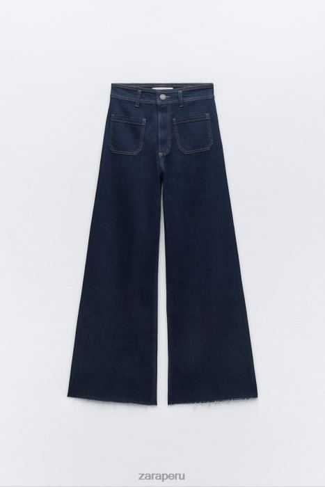 Zara mujer jeans zw marine de tiro alto con bolsillos rectos BDP8J517 ropa azul