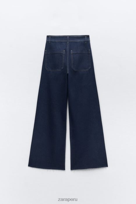 Zara mujer jeans zw marine de tiro alto con bolsillos rectos BDP8J517 ropa azul