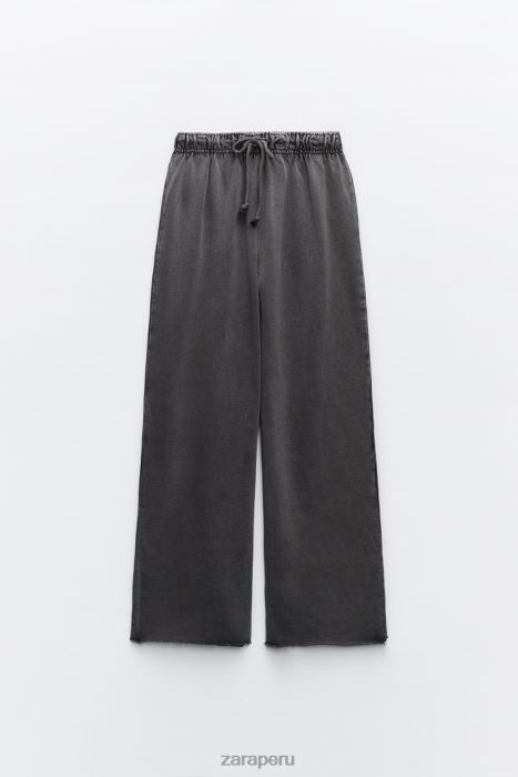 Zara mujer pantalones de felpa con efecto lavado BDP8J929 ropa gris azulado