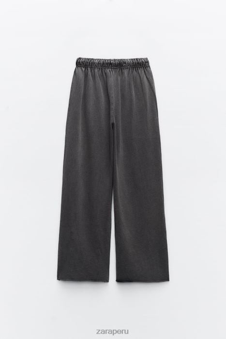 Zara mujer pantalones de felpa con efecto lavado BDP8J929 ropa gris azulado