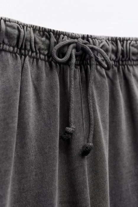 Zara mujer pantalones de felpa con efecto lavado BDP8J929 ropa gris azulado