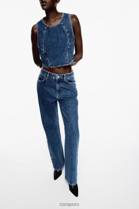 Zara mujer top vaquero con anilla z1975 BDP8J920 ropa azul medio