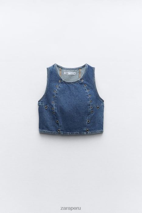 Zara mujer top vaquero con anilla z1975 BDP8J920 ropa azul medio