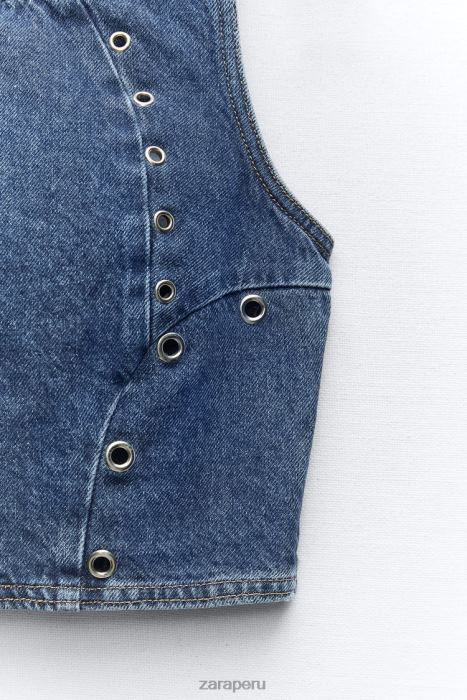 Zara mujer top vaquero con anilla z1975 BDP8J920 ropa azul medio