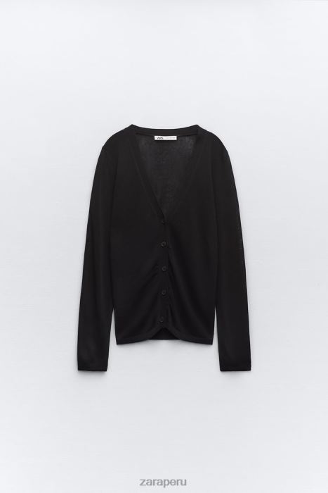 Zara mujer cárdigan de punto ajustado BDP8J479 ropa negro