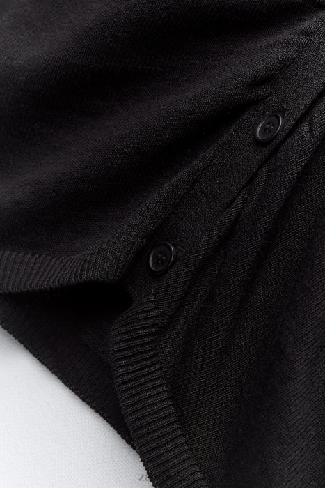 Zara mujer cárdigan de punto ajustado BDP8J479 ropa negro