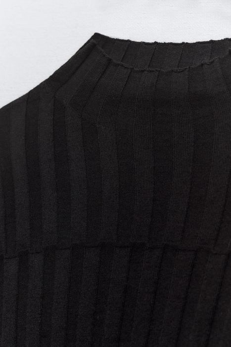 Zara mujer suéter corto de punto de canalé BDP8J480 ropa negro