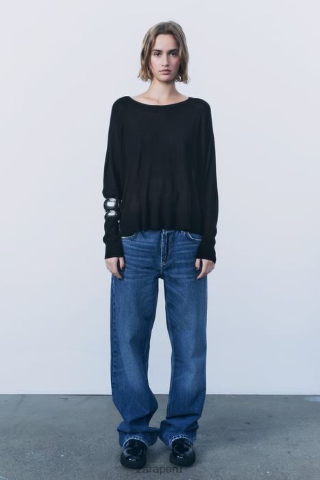 Zara mujer suéter de punto básico BDP8J878 ropa negro