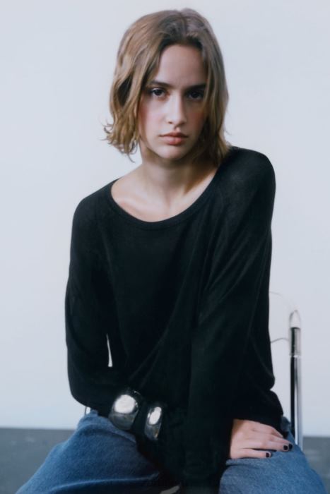 Zara mujer suéter de punto básico BDP8J878 ropa negro