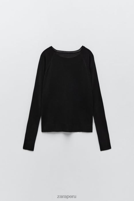 Zara mujer suéter de punto básico BDP8J878 ropa negro
