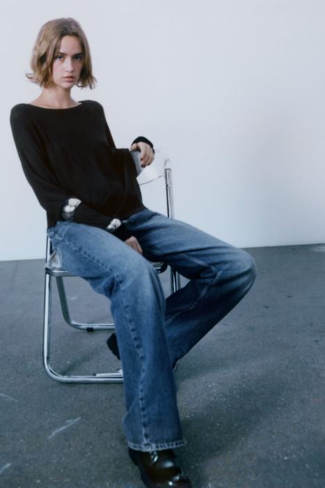 Zara mujer suéter de punto básico BDP8J878 ropa negro