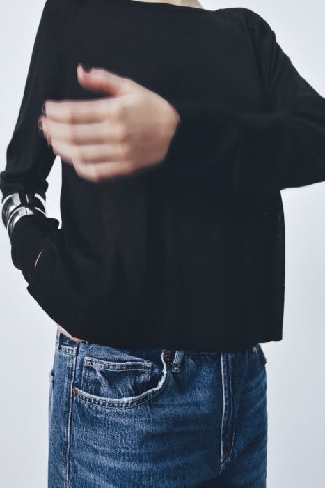 Zara mujer suéter de punto básico BDP8J878 ropa negro