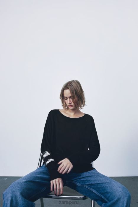 Zara mujer suéter de punto básico BDP8J878 ropa negro