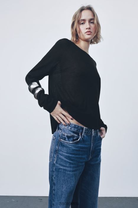 Zara mujer suéter de punto básico BDP8J878 ropa negro