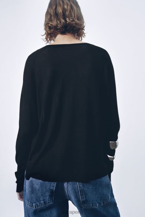 Zara mujer suéter de punto básico BDP8J878 ropa negro