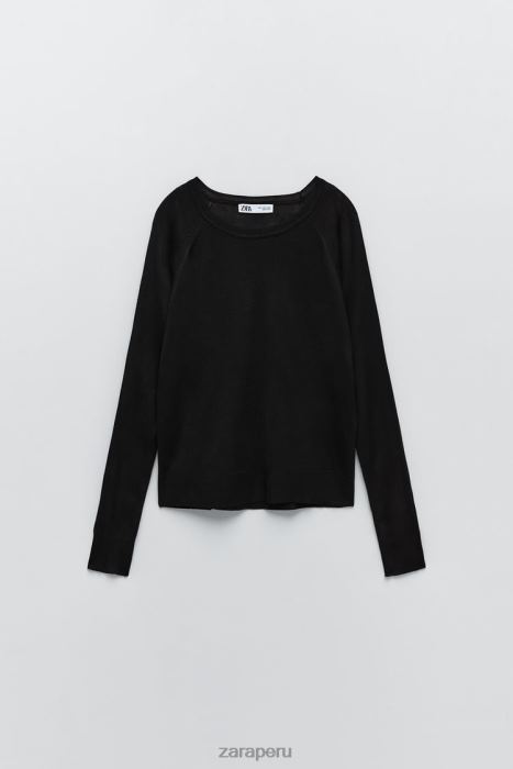 Zara mujer suéter de punto básico BDP8J878 ropa negro