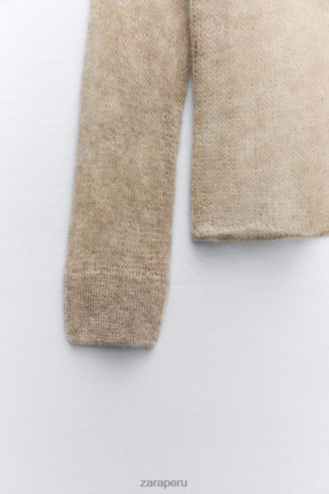 Zara mujer suéter de punto calado BDP8J478 ropa gris topo