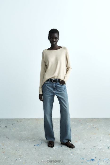 Zara mujer suéter kinit con hilo metalizado BDP8J877 ropa dorado