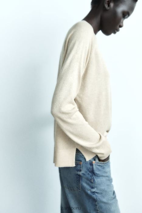 Zara mujer suéter kinit con hilo metalizado BDP8J877 ropa dorado