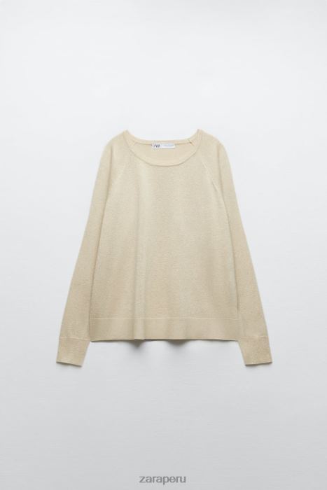 Zara mujer suéter kinit con hilo metalizado BDP8J877 ropa dorado