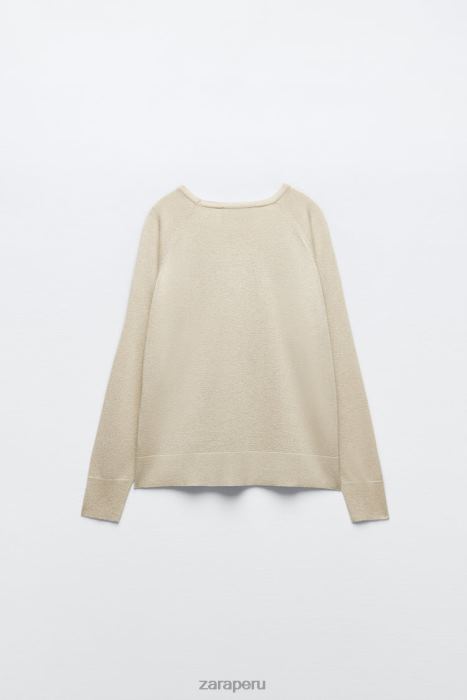 Zara mujer suéter kinit con hilo metalizado BDP8J877 ropa dorado