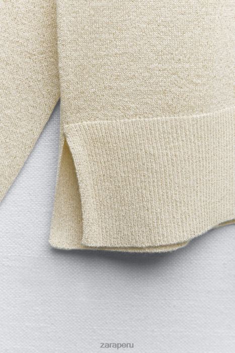 Zara mujer suéter kinit con hilo metalizado BDP8J877 ropa dorado