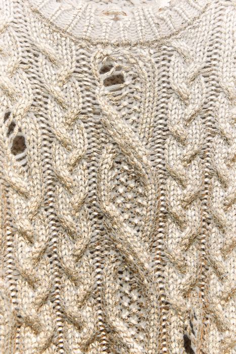 Zara mujer suéter tejido de ochos metalizado BDP8J941 ropa visón claro