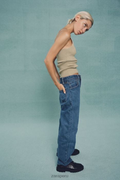 Zara mujer top de punto de canalé BDP8J476 ropa verde oliva