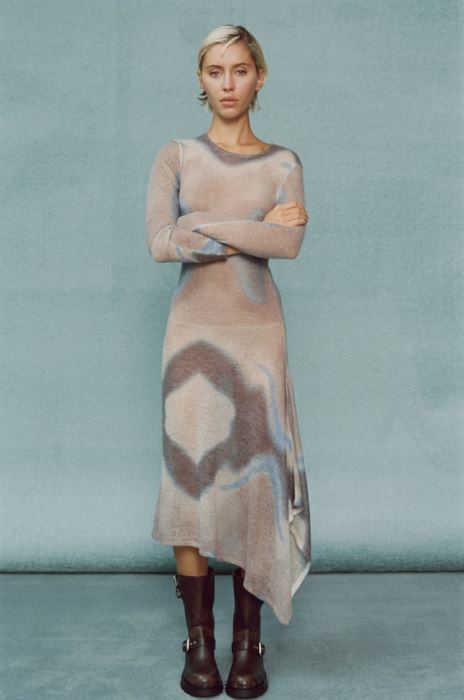 Zara mujer vestido de punto teñido anudado BDP8J477 ropa multicolor