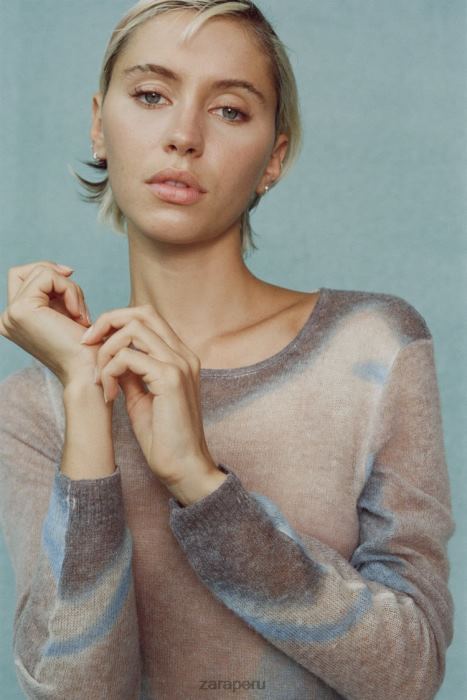 Zara mujer vestido de punto teñido anudado BDP8J477 ropa multicolor