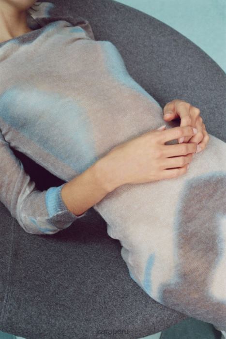 Zara mujer vestido de punto teñido anudado BDP8J477 ropa multicolor